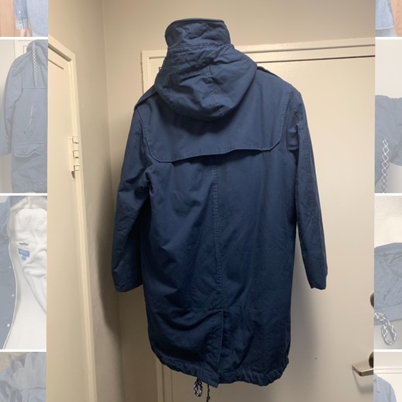 Adidas blue cotton coat parka M size - Picture 2 of 10